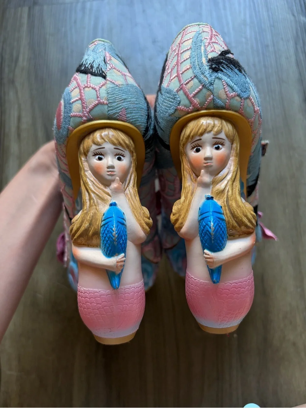 Irregular Choice - Aquata - Mermaid Floral Embroidered Mary Jane Wedge Heels